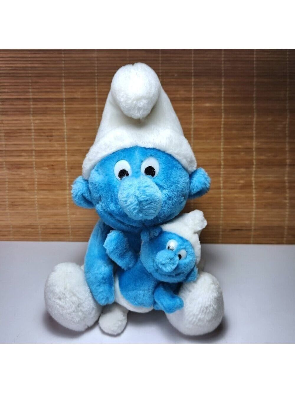 Smurf Plush with Baby 11” Vintage 1981 Stuffed Toy Peyo Wallace Berrie